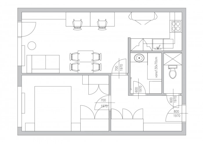 Interiér bytu Ládví, Designist, půdorys