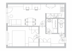 Interiér bytu Ládví, Designist, půdorys