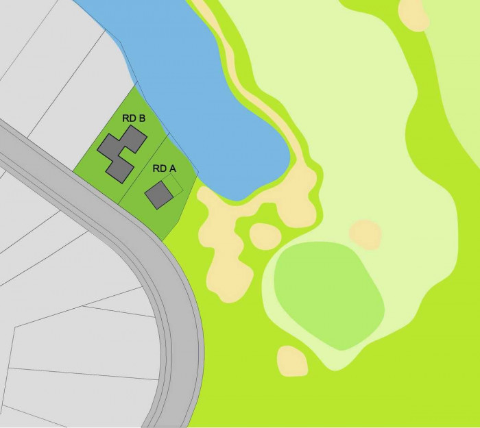 situace, obydlí v objetí golfu, 3x3,