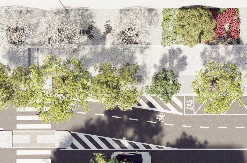 Studie představující budoucí podobu letenské třídy Korunovační od edit! architects