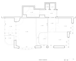 Půdorys - původní stav (Rekonstrukce bytu ve Strašnicích, MENU architekti)