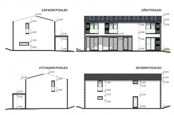 NOSCALE architects, RD v Odoleně Vodě, bokorys, výkres