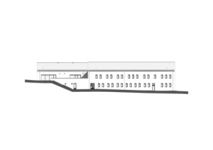 Západní pohled (Dětská léčebna se speleoterapií v Ostrově u Macochy; Adam Rujbr Architects)