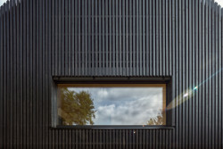 Jemný rastr černých latí - japonizující abstrakce (Dům ve Vraném nad Vltavou, 0,5 Studio)