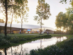 Návrh terminálu vysokorychlostní železnice v Pávově na okraji Jihlavy. Česko-francouzský tým monom a AREP ARCHITECTS zvítězili v architektonické soutěži.