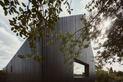 Jemný rastr černých latí - japonizující abstrakce (Dům ve Vraném nad Vltavou, 0,5 Studio)