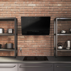 Maris Pro K-LINK - šikmý komínový odsavač par, montáž na stěnu, černé sklo, technologie K-LINK (propojení odsavače a varné desky)