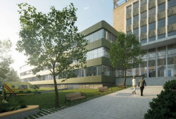 Vizualizace nové podoby Polikliniky Pod Marjánkou od studia ov architekti