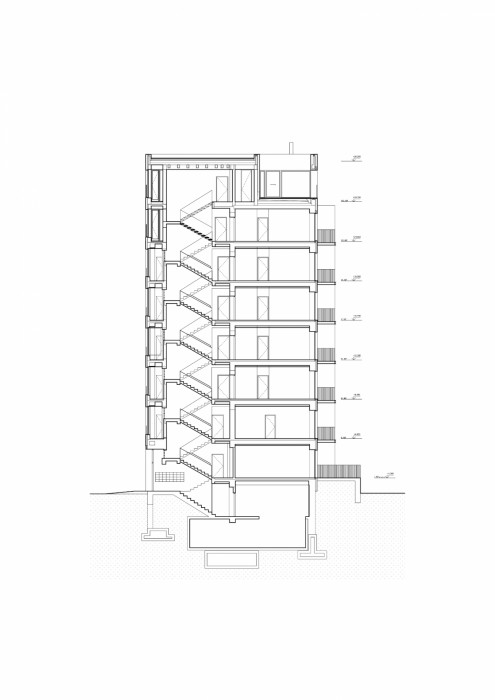 Bytový dům Račianska, GutGut, řez