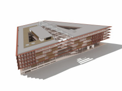 Tengbom, psychiatrická klinika v Uppsale, řez, vizualizace