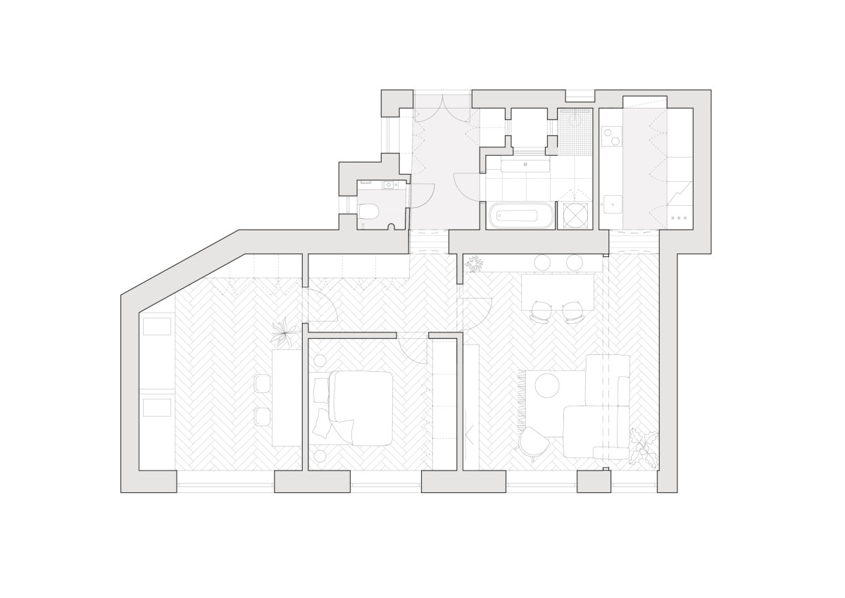 Návrh (Byt Bulharská; Anna Koukolová architekti)
