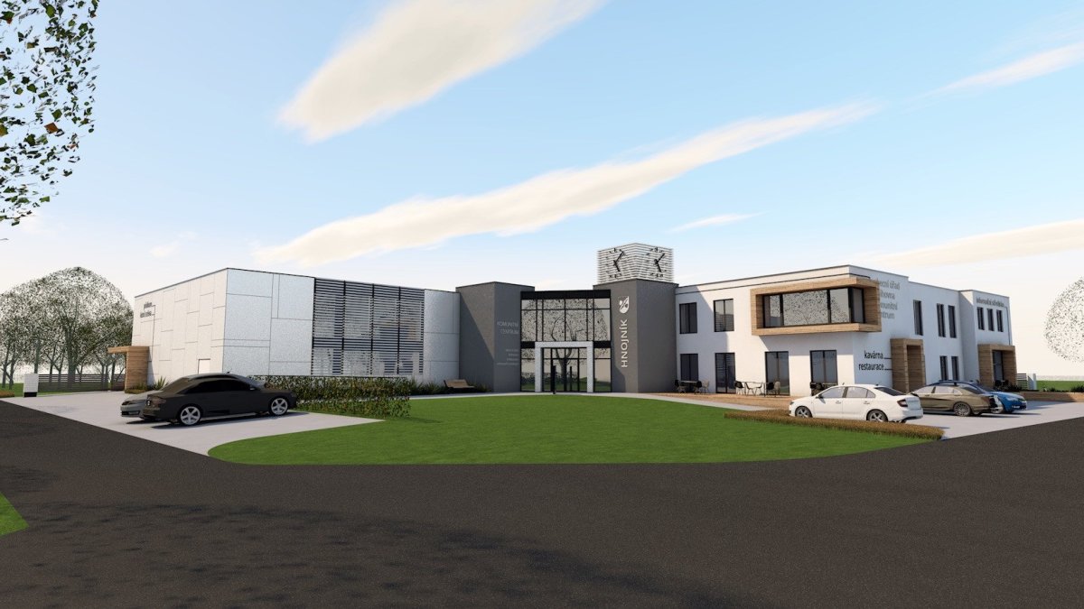 Komunitní centrum s obecním úřadem a knihovnou pro obec Hnojník. Petit atelier.