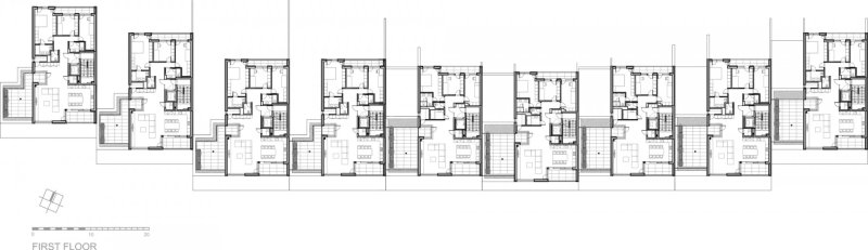 Bytový komplex ROLIČKY, Cakov+partners / Kalin Cakov, Metodiy Monev, Ján Obušek, půdorys 1NP