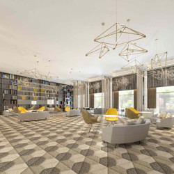 Spojení textilní struktury šestiúhelníků v detailu přeneseno na plochu vytvoří harmonickou podlahu, přesně jak zamýšlel při svém návrhu Mac Stopa. Flotex by Mac Stopa 360018| tweed