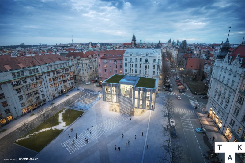 Nová budova na náměstí Miloše Formana - původní plán.