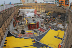 Polyfunkční dům Harfa Design Residence, foto z výstavby