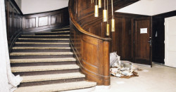 Adolf Loos měl navrhnout také vybavení vily, z haly vedlo reprezentativní dřevěné schodiště do patra s ložnicemiFoto Karel Šabata, 2003, zdroj: tugendhat.eu