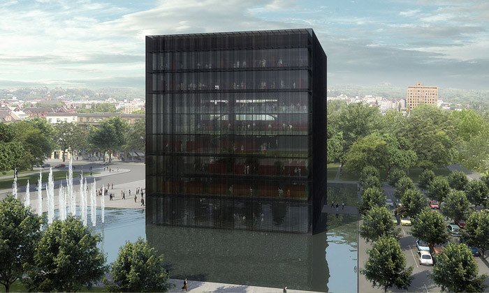 Návrh Moravskoslezské vědecké knihovny v Ostravě od ateliéru Kuba & Pilař architekti