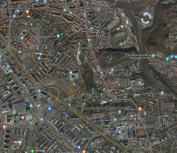 Výřez z ortofotomapy odpovídající rozsahu mapového listu Praha 6-3