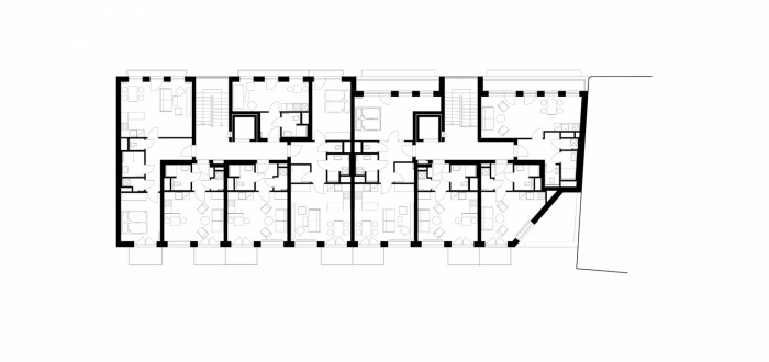 Bytový dům Spolková v Brně, Atelier RAW / Tomáš Rusín, Ivan Wahla, Lukáš Vágner, půdorys 6NP