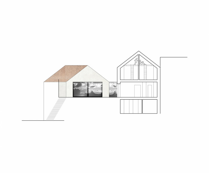 Rodinný dům v Jinonicích, Atelier 111 architekti, řez