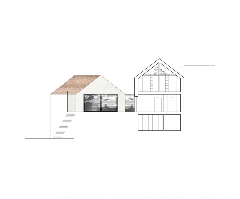 Rodinný dům v Jinonicích, Atelier 111 architekti, řez
