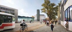 Budoucnost centra Brna, 1. místo: UNIT architekti (CZ), pohled na přednádražní prostor // finalista – foto