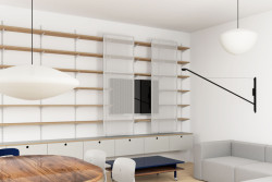 Vizualizace obýváku (Interiér domu v Lysolajích, Amulet architekti)