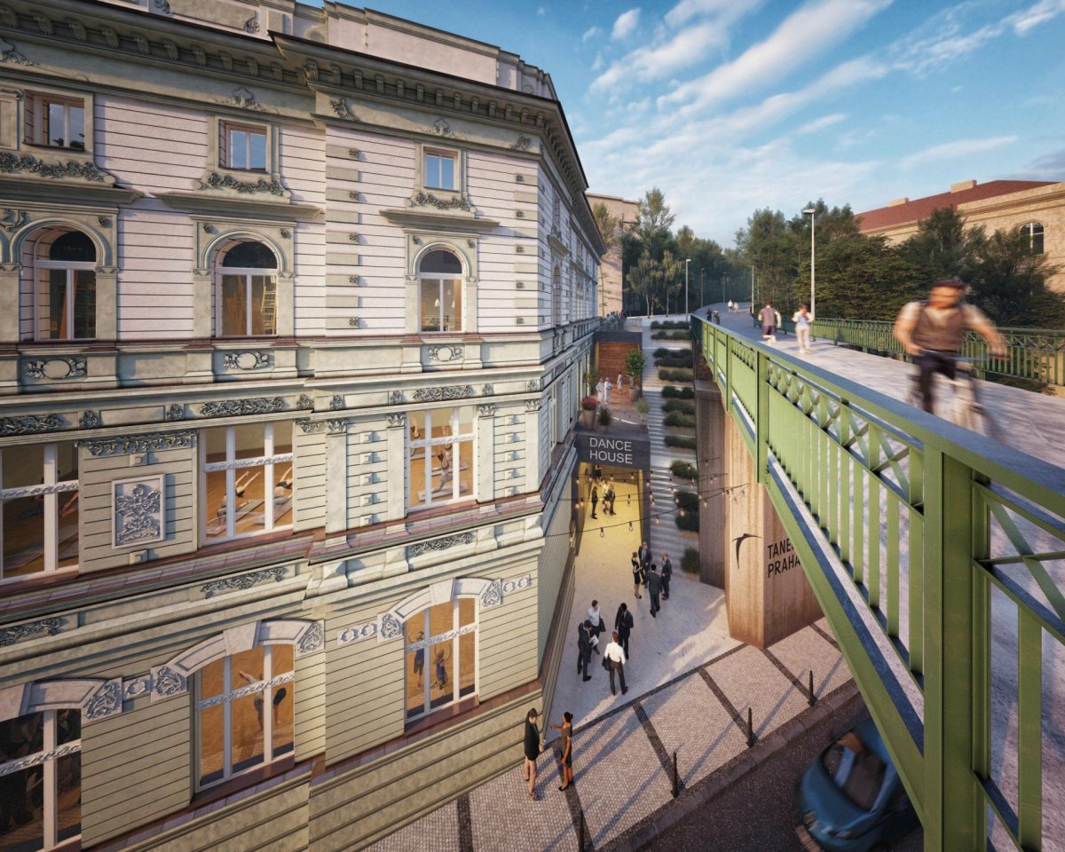 Návrh na přestavbu žižkovských lázní na první Dům tance v ČR, Studio Reaktor, vizualizace
