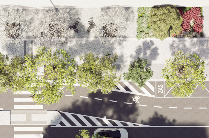 Studie představující budoucí podobu letenské třídy Korunovační od edit! architects