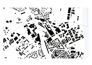 Urbanistický zákres, čtvrť St. Johann v Basileji (Komunitní bydlení v bývalé industriální zóně; Clauss Kahl Merz Atelier)