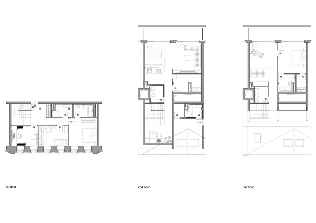B² Architecture, Cornloft Triplex Reconstuction N.1, půdorysy – foto