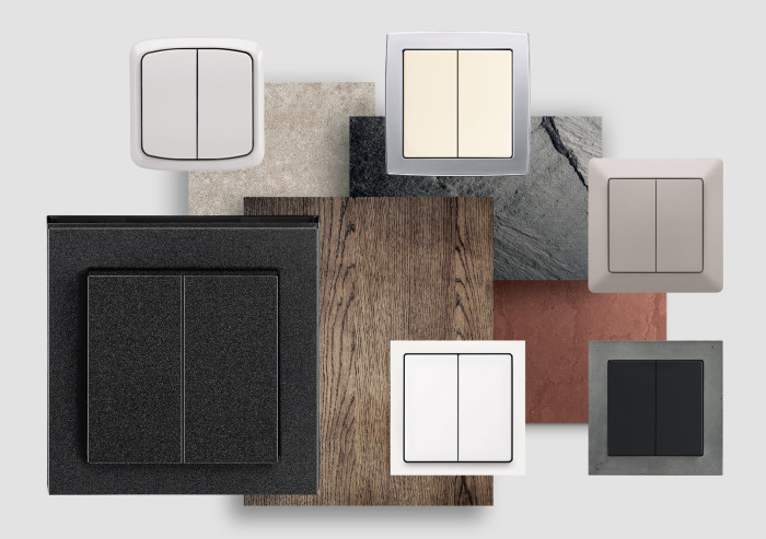 Vybírat lze z 8 designových řad ABB a mnoha barevný a materiálových verzí.