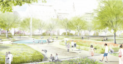 Vítězný návrh rekonstrukce Karlova náměstí v Praze, němečtí krajináři Rehwaldt Landschaftsarchitekten + české studio BY Architects + dopravní kancelář PD Filip.