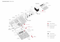 Rekonstrukce pivovaru v Kamenici nad Lipou, axonometrické schéma, OTA ateliér
