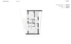 2. NP s ložnicí, koupelnami a dětskými pokoji (Block House v Šáreckém údolí v Praze; Studio MA)