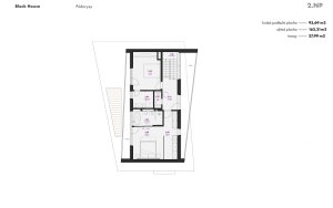 2. NP s ložnicí, koupelnami a dětskými pokoji (Block House v Šáreckém údolí v Praze; Studio MA)