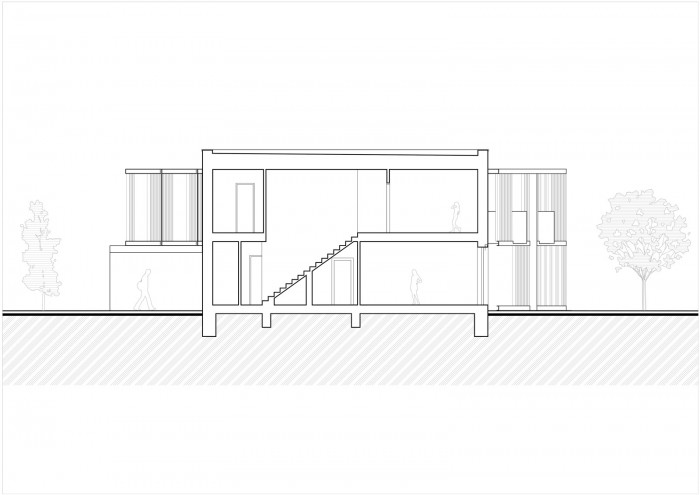 Rodinné domy v Dobříši, řez, Boq architekti