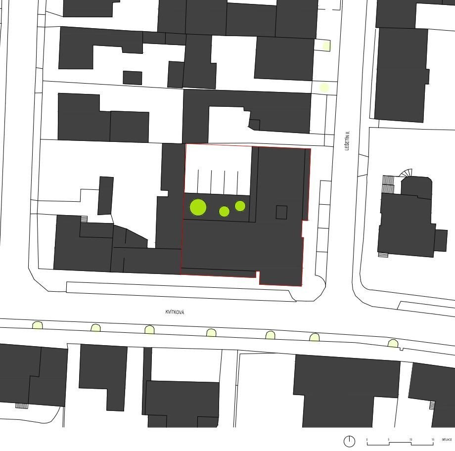 Polyfunkční dům Kvítková, situace, Chládek architekti
