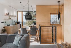 Pohled do hlavního obytného prostoru (Dům Větrník v Ruprechticích od atakarchitekti)