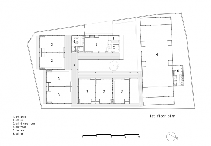 HIBINOSEKKEI + Youji no Shiro, OA Kindergarten, půdorys 1. NP – foto