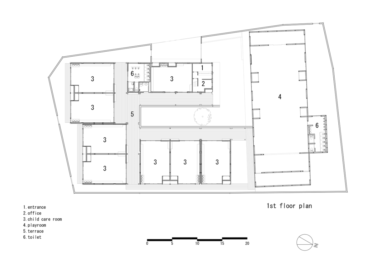 HIBINOSEKKEI + Youji no Shiro, OA Kindergarten, půdorys 1. NP – foto