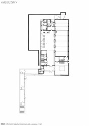 Informační a kulturní centrum Píšť, Knesl + Kynčl architekti / Jiří Knesl, Jakub Kynčl, půdorys 1NP