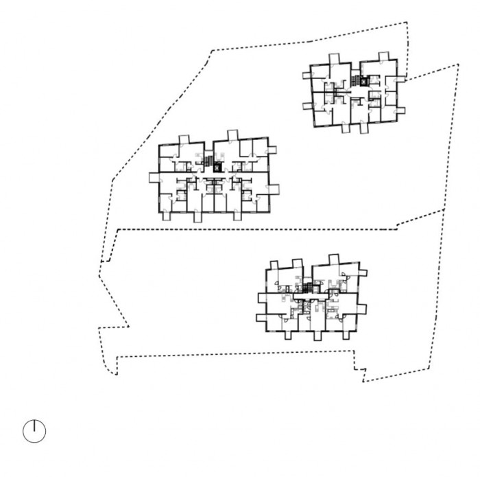 Zahradné vily, půdorys typického podlaží, Vavrica architekti