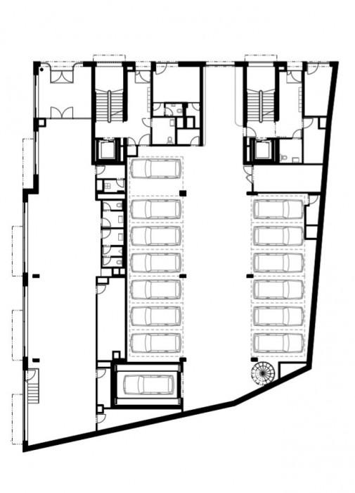 Polyfunkční dům Bratislavská, půdorys 1np, RAW