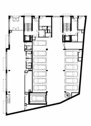 Polyfunkční dům Bratislavská, půdorys 1np, RAW