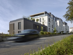 Architektonické pojetí bytových domů citlivě reaguje na jejich pozici – směrem do ulice jsou fasády uzavřenější a chráněnější.