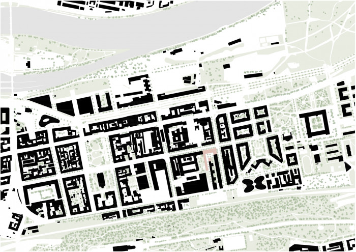 Bytový dům v Karlíně, schwarzplan, Barbora Červeňová