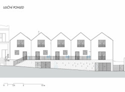 Sociální byty obce Bílovice nad Svitavou, ČTYŘSTĚN architekti / Milan Joja, Karel Kubza, Tomáš Págo, uliční pohled