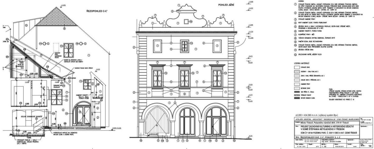 Rekonstrukce domu Štěpánka Netolického v Třeboni, pohledy, Ateliér Kročák - Architekt
